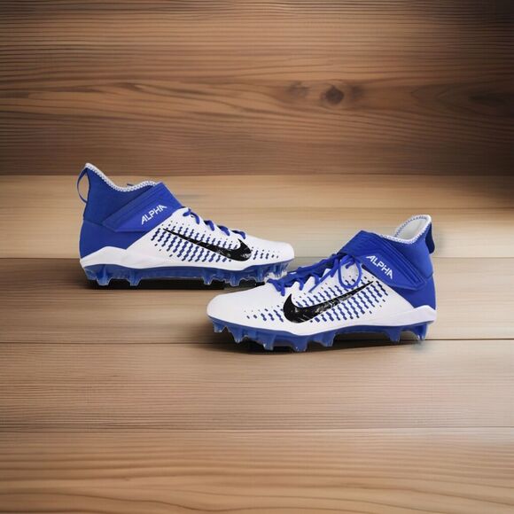 Nike Alpha Menace Pro 2 Mens Size 13 White Blue Black Cleats BV3945-101 - Picture 1 of 5